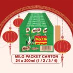 MILO UHT Chocolate Malt Packet Drink Carton (24 x 200ml) [1 / 2 / 3 / 4 Cartons]