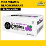VIDA Sparkling Drink (24 x 325ml) - Vitamin Blackcurrant - Expiry 23 May 2026